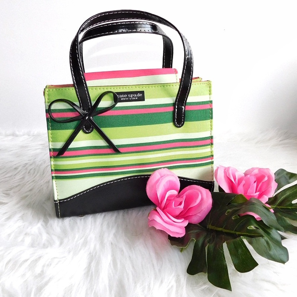 Kate Spade Striped Purse Pink and Green